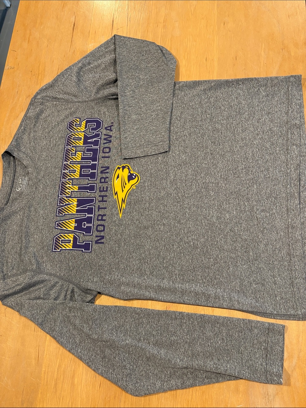 Northern Iowa Panthers Gray Crewneck Long-Sleeve Top